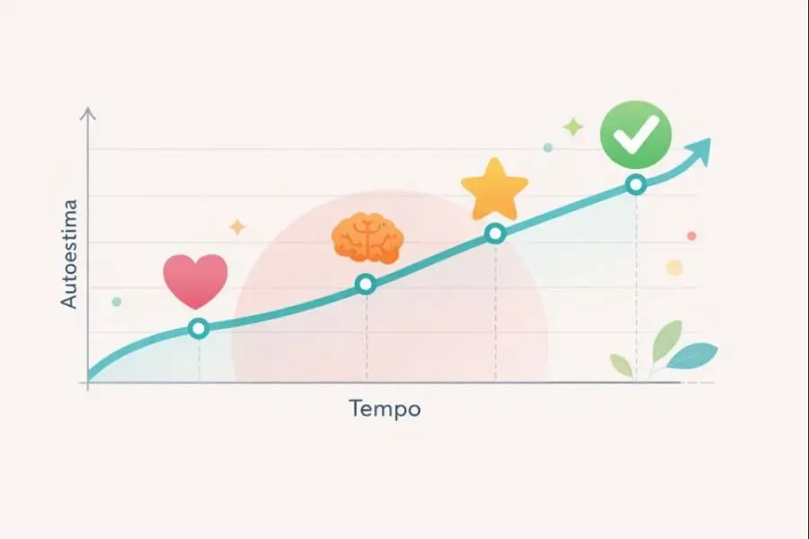 gráfico mostrando crescimento da autoestima com hábito diário de autoconhecimento
